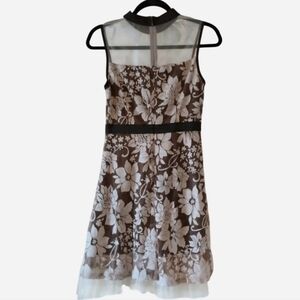 Altar'd State Mesh Dress Lace Brown Tulle Small Antique Vintage Vibes Trendy